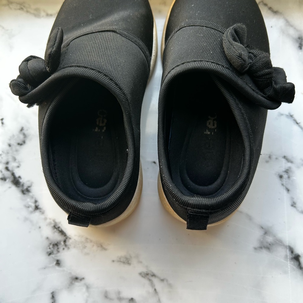 Kids Black Slip-On Sneakers with Bow